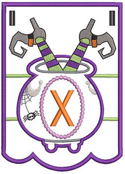 Cauldron Bunting Alphabet Letter X - Embroidery Design