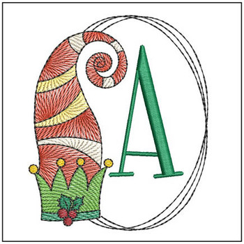 Elf Hat ABCs - A- Fits a 4x4" Hoop, Machine Embroidery Pattern,