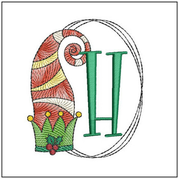 Elf Hat ABCs - H- Fits a 4x4" Hoop, Machine Embroidery Pattern,