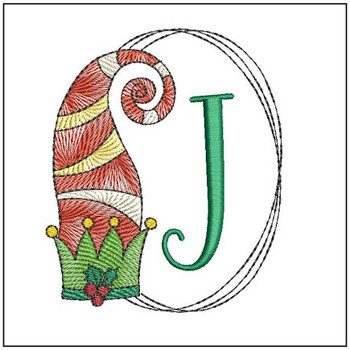 Elf Hat ABCs - J- Fits a 4x4" Hoop, Machine Embroidery Pattern,