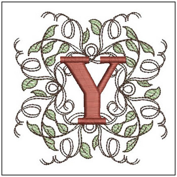 Leaf Monogram - ABCs Y Fits a 4x4" Hoop, Machine Embroidery Pattern,