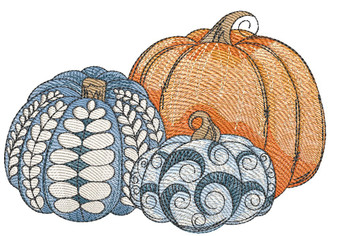 Blue Pumpkins Fits a 5x7" &  8x12" Hoop - Machine Embroidery Pattern,