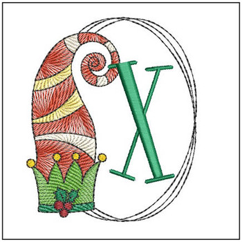 Elf Hat ABCs -X - Fits a 4x4" Hoop, Machine Embroidery Pattern,