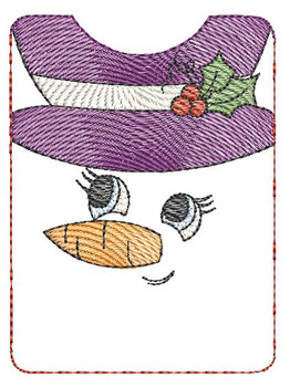 Holiday - Snowman Gift Card Holder - Fits a 4x4" Hoop - Instant Downloadable Machine Embroidery - Light Fill Stitch