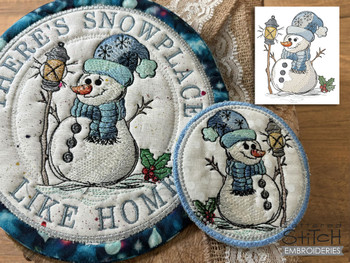 Snowplace Snowman Hot Pad - Embroidery Designs