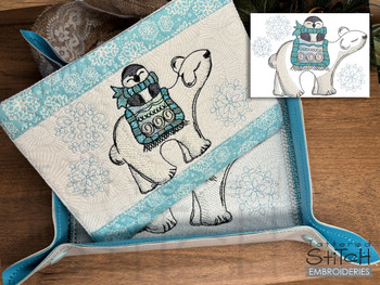 Winter Polar Bear Tray & Mug Rug Bundle - Embroidery Designs