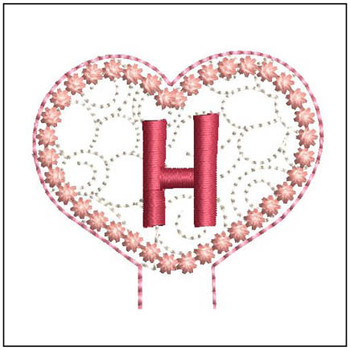 Floral Heart Pencil Topper ABCs - H - Embroidery Designs & Patterns