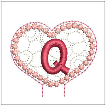 Floral Heart Pencil Topper ABCs - Q - Embroidery Designs & Patterns