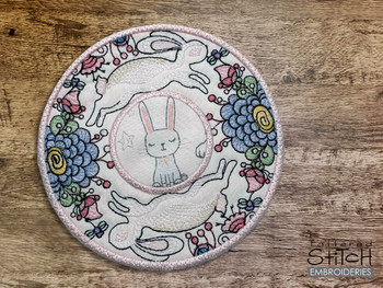 Leaping Bunny Coaster- Embroidery Designs & Patterns