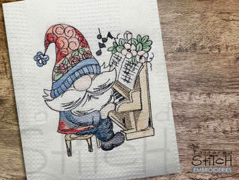 Piano Gnome - Embroidery Designs
