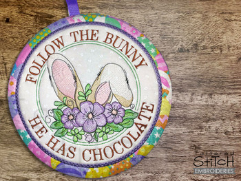 Follow the Bunny Hot Pad  - Embroidery Designs