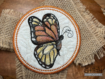 Butterfly of the Month - Monarch Coaster - Embroidery Designs & Patterns