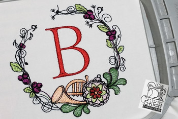 French Horn Wreath B Font - Embroidery Designs