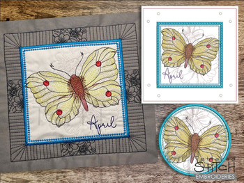 April Butterfly of the Month - Brimstone Coaster- Embroidery Designs & Patterns