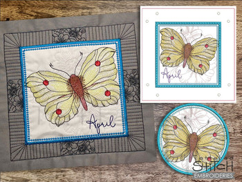 April Butterfly of the Month - Brimstone Tray - Embroidery Designs & Patterns