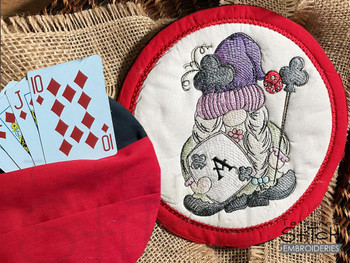 Girl Clubs Gnome Playing Cards Holder - Embroidery Designs