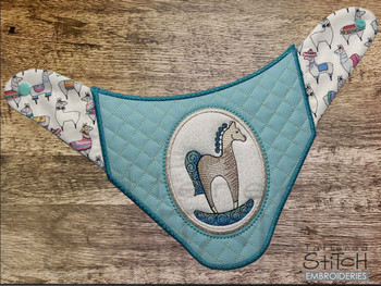 Hobby Horse Bandanna Bib - Uses a  5x7 and 8x12" Hoop - Instant Downloadable Machine Embroidery