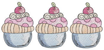 3 Cupcakes  - Embroidery Designs