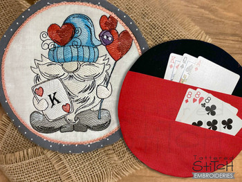 Hearts Gnome Playing Cards Holder - Embroidery Designs