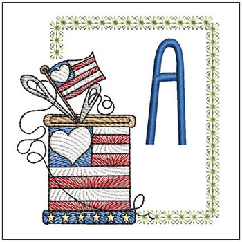 Patriotic Thread Spool ABCs - A - Embroidery Designs & Patterns