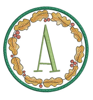 Oak Leaf ABCs Coaster - A - Embroidery Designs & Patterns