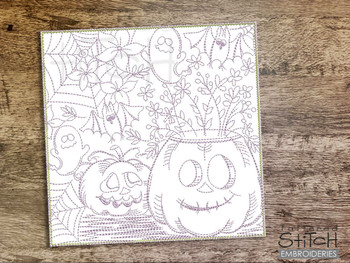 2 Pumpkins Collage Quilt Block - Embroidery Designs