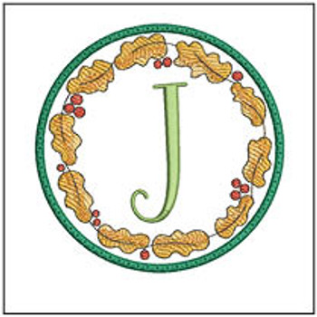 Oak Leaf ABCs Coaster - J - Embroidery Designs & Patterns