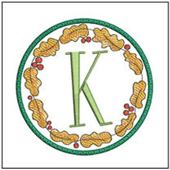 Oak Leaf ABCs Coaster - K - Embroidery Designs & Patterns