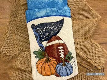 Fall & Football - Garden Flag - Embroidery Designs Fall & Football - Garden Flag - Embroidery Designs