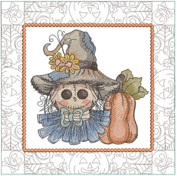 Scarecrow 3 Quilt Block -  Fits a  5x5", 6x6", 7x7", 8x8" & 10x10"  Hoop - Machine Embroidery Designs