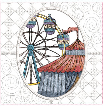 Carnival - Big Top - Quilt Block -  Fits a  6x6", 7x7", 8x8" & 10x10"  Hoop - Machine Embroidery Designs