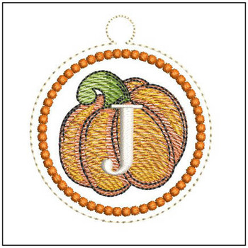 Pumpkin ABCs Charm - J  Embroidery Designs