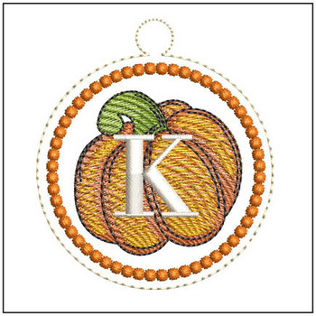 Pumpkin ABCs Charm - K  Embroidery Designs