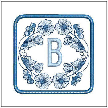 Delft Blue ABCs Coaster - B  Embroidery Designs