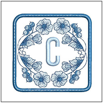 Delft Blue ABCs Coaster - C  Embroidery Designs