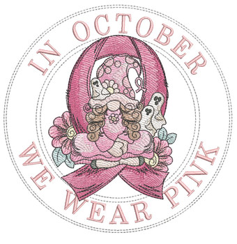 In October We Wear Pink - Gnome - Label - Embroidery Designs