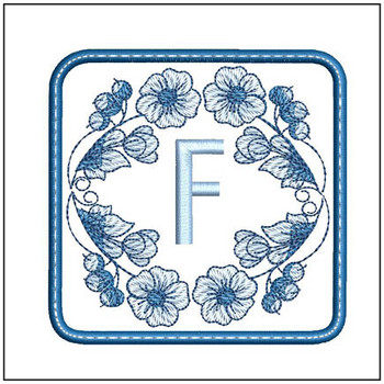 Delft Blue ABCs Coaster - F  Embroidery Designs