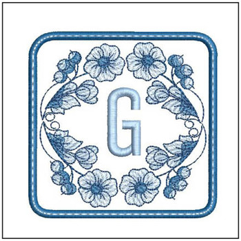 Delft Blue ABCs Coaster - G  Embroidery Designs
