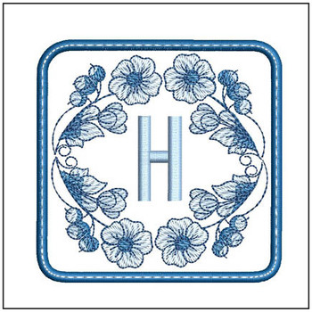 Delft Blue ABCs Coaster - H  Embroidery Designs