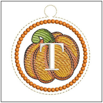 Pumpkin ABCs Charm - T  Embroidery Designs