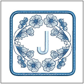  Delft Blue ABCs Coaster - J  Embroidery Designs