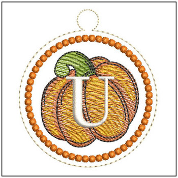 Pumpkin ABCs Charm - U  Embroidery Designs