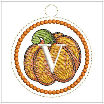 Pumpkin ABCs Charm - V  Embroidery Designs