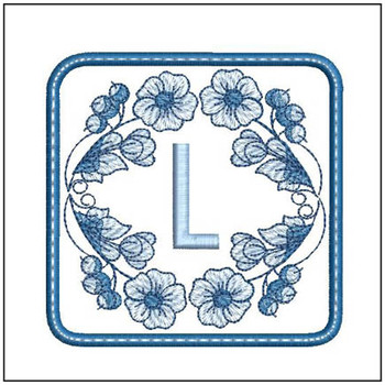 Delft Blue ABCs Coaster - L Embroidery Designs
