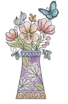 Floral Vase - Embroidery Designs