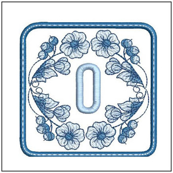 Delft Blue ABCs Coaster - O  Embroidery Designs