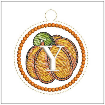 Pumpkin ABCs Charm - Y Embroidery Designs