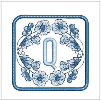 Delft Blue ABCs Coaster - Q  Embroidery Designs