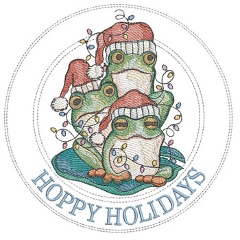 Holiday Frogs Label - Embroidery Designs