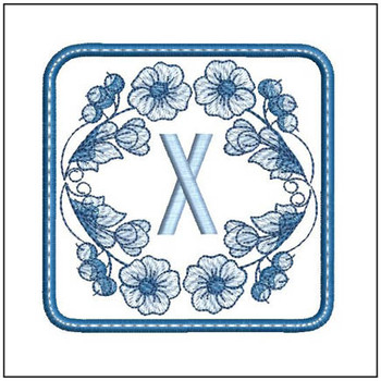 Delft Blue ABCs Coaster - X Embroidery Designs
